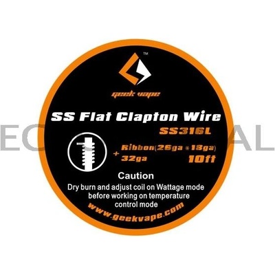 GeekVape Kanthal A1 Flat Clapton Wire 3m Ribbon 26GAx18GA 32