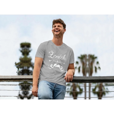 Personal tričko Ženích fúzy sivé