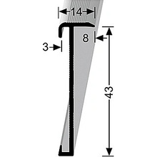 Küberit Schodový profil Stříbro F4 3mm 14x43mm