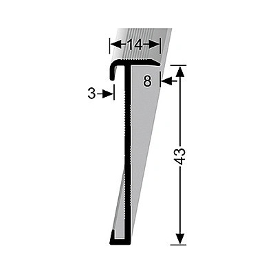 Küberit Schodový profil Stříbro F4 3mm 845 14x43mm