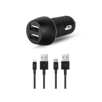 Ttec Зарядно 12V ttec SmartCharger Duo 3.1A In Car Charger с Lightning и Type-C Cable - Черно