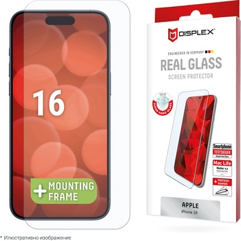 Displex Стъклен протектор за екран Displex Real Glass (2D) за iPhone 16 (24893)