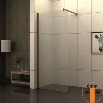 Image 1 of Inter Ceramic Стъклен параван за баня Аманда 80х200 см, алуминев профил розово злато, стационарен (ics 117/80)