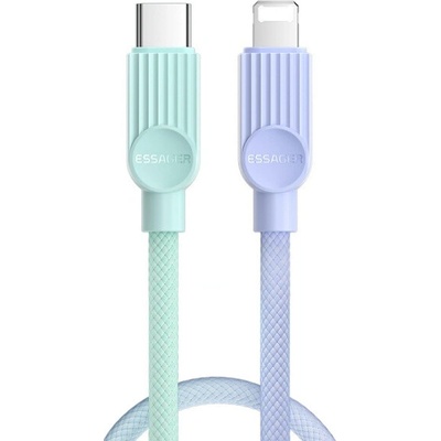 Essager ES-X73 opletený nabíjací a dátový USB-C na Lightning 25 cm mentolovofialový