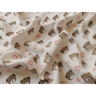 PREM Bavlněná tetra osuška Méďa srdíčko růžová 90x100 cm