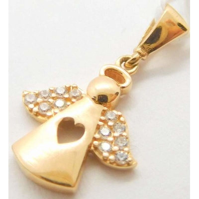 Klenoty Budín Zlatý hladký andělíček z růžového zlata se zirkony HK3219