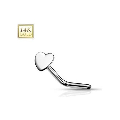 Šperky4U zahnutý zlatý piercing do nosu srdíčko ZL01220-WG