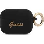 Guess GUAPSSSK калъф за AirPods Pro, черен, силикон Vintage Script (GUAPSSSK)