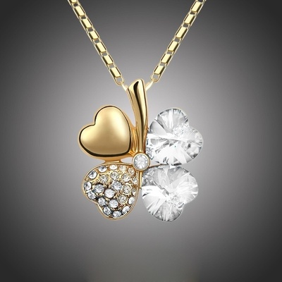 Sisi Jewelry Náhrdelník Swarovski Elements zlato čirý NH1078-N9554-26 Bílá