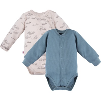 2pack body s dlouhým rukávem modré a s obláčky