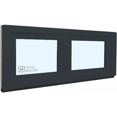 KÖMMERLING Plastové okno - 70 AD, 1500x600 mm, S/S, antracit čiré, antracit/antracit