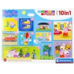 Clementoni Supercolor 10 in 1 - Peppa Pig (10 Puzzle (18-60 Teile))