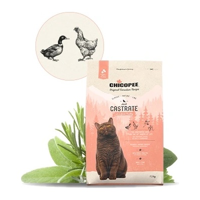 Chicopee Classic Nature Line Castrate-Храна за котки със свежо птиче месо за кастрирани, 15 кг