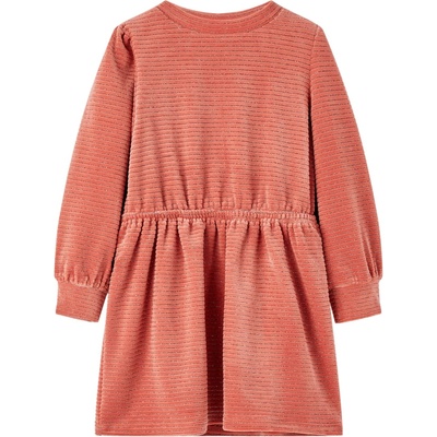 vidaXL Детска рокля с дълъг ръкав, кадифе, среднорозово, 92 (14464)