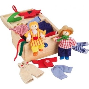 Goki - Кукли за обличане "Брита и Бен" в дървена кутия с дрехи (51896)