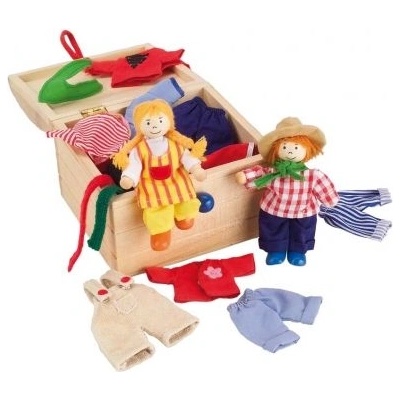 Goki - Кукли за обличане "Брита и Бен" в дървена кутия с дрехи (51896)