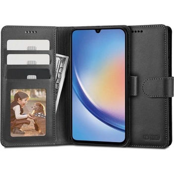 Tech-Protect Кожен Калъф с Джобове за Samsung A35, Tech-Protect Wallet Book Case, Черен (5906203691906)