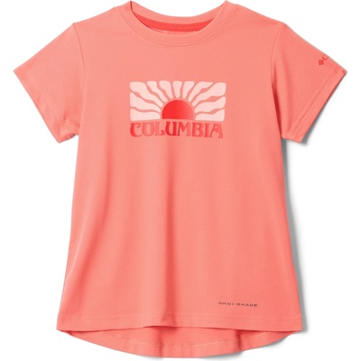 Columbia Детска спортна тениска Columbia Kid's Tech Trail Utility S/S Graphic Crew Sport shirt - Hot Coral / Floral Groove - размер XS (704-5865-0412)