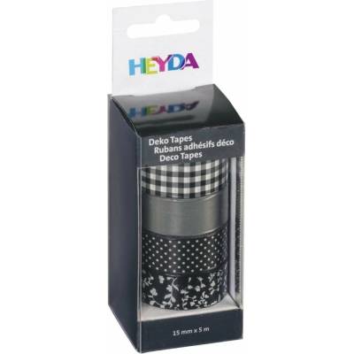 HEYDA Sada papierových pások čierny mix 1,5 cm x 5 m