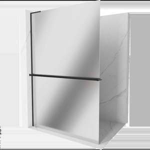 Mexen Kioto+ L душ панел с рафт Walk-in 110 x 200 cm, огледало, черен - 800-110-123-70-50 (800-110-123-70-50)