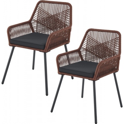 FurniGO Kovová křesla Kastos 2 ks - hnědá – Zbozi.Blesk.cz