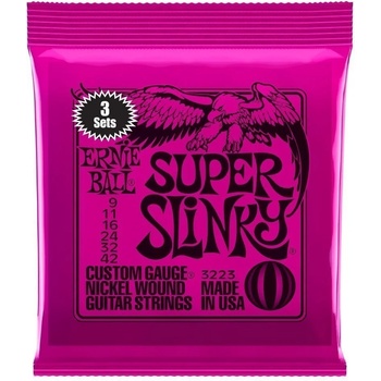 Ernie Ball 3223 Super Slinky 3-Pack Струни за електрическа китара (P03223)