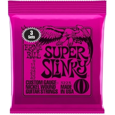 Ernie Ball 3223 Super Slinky 3-Pack Струни за електрическа китара (P03223)