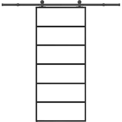 vidaXL Плъзгаща се врата с обков 90x205 см ESG стъкло и алуминий (3332831)