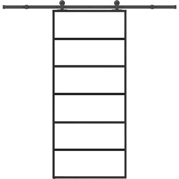 vidaXL Плъзгаща се врата с обков 90x205 см ESG стъкло и алуминий (3332831)