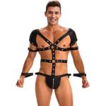 SuperLove Sexy Body Harness for Men with Zipped Crotch & Handcuffs 270 Black L