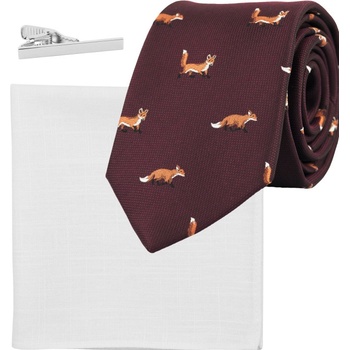 Bubibubi kravatová sada s líškami vínová