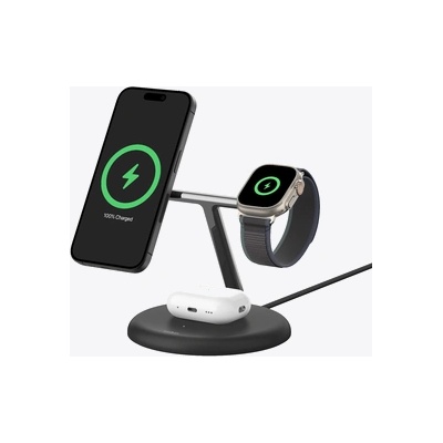 Satechi Belkin BOOST CHARGE 3-in-1 Magnetic Wireless Charging Stand with Qi2 15W - Black (WIZ023vfBK)