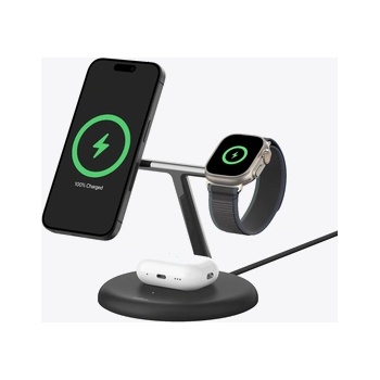 Satechi Belkin BOOST CHARGE 3-in-1 Magnetic Wireless Charging Stand with Qi2 15W - Black (WIZ023vfBK)