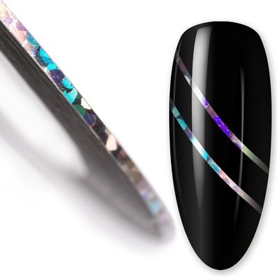 Samolepiaci zdobiaci pásik na nechty laser effect strieborný 1 mm č.7