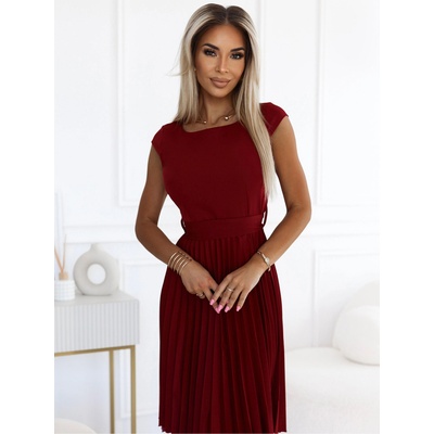 Numoco Плисирана рокля с къс ръкав - бордо Numoco LILA numoco | Kafyav | ЖЕНИ | XS