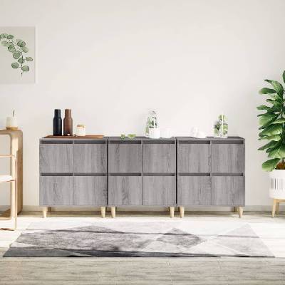 vidaXL 11461.3185773 příborníky 3 ks šedé sonoma 60 x 35 x 70 cm
