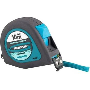 GROSS Ролетка Ergonomisch, 10 m х 25 mm, магнитен гумиран накрайник GROSS