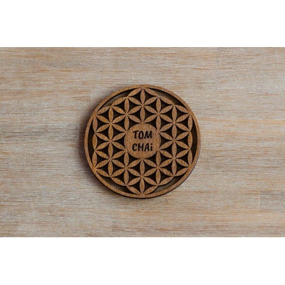 TOMCHAi Dřevěný podtácek pod hrnek květ života 0,5x10x10cm 1 ks