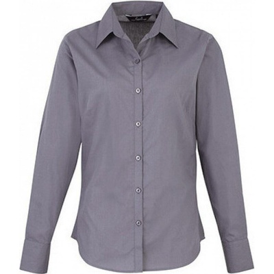 Premier Workwear dámská popelínová košile s dlouhým rukávem Modrá ocelová