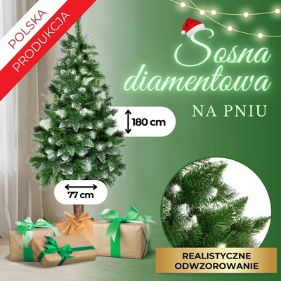 Springos Umělý zasněžený vánoční stromek na kmeni 180 cm S-CT0111
