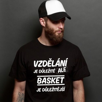 Pánské tričko Vzdělání je důležité Basketbal černá