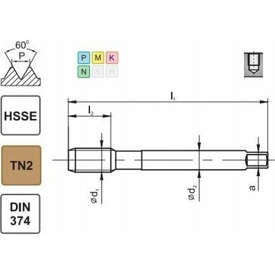 Fanar THREAD M12x1 DIN-374C R40 (6H) HSSE TIN 800X