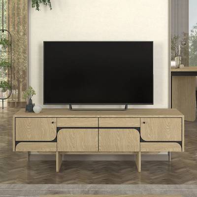 TopMebel Лава меламинов конзола в рота дъб - антрацитен цвят 150x35x51.3см