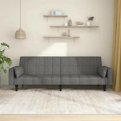 vidaXL 2místná rozkládací pohovka se 2 polštáři světle šedá textil 11461.375833