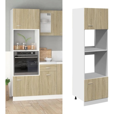 vidaXL Шкаф за микровълнова фурна "Lyon", дъб Сонома, 60x57x207 см, инженерно дърво (849627)