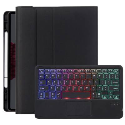 Калъф с подсветка на клавиатурата, тъчпад и място за Apple Pencil за iPad Air 4 (2020) / Air 5 (2022) / Pro 11" (2018-2022) - черно (75446)