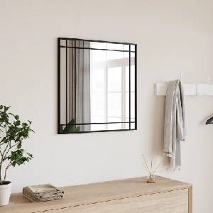 vidaXL Стенно огледало, черно, 50x50 см, квадратно, желязо (358634)