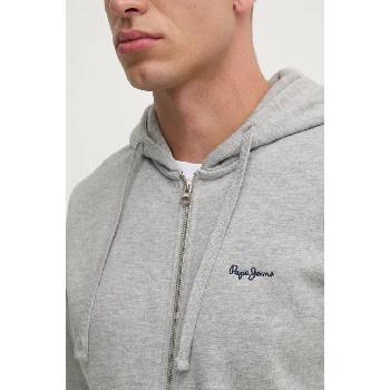 Pepe Jeans Памучен суичър Pepe Jeans NEW JOE ZIP в сиво с качулка с апликация PM582717 (PM582717)