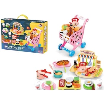 Raya Toys Пазарска количка с кухня Raya Toys - 64 части розова (506122328)