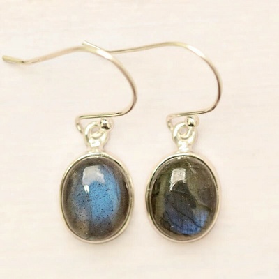 Nefertitis Labradorit duhový náušnice stříbro Ag 925 E720 NF56523 1,2 cm, 3,7 g